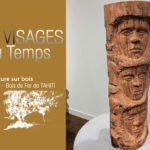 les 3 Visages du Temps est une sculpture de Russel YAHIYA sur du bois de Aito ou bois de fer de TAHITI